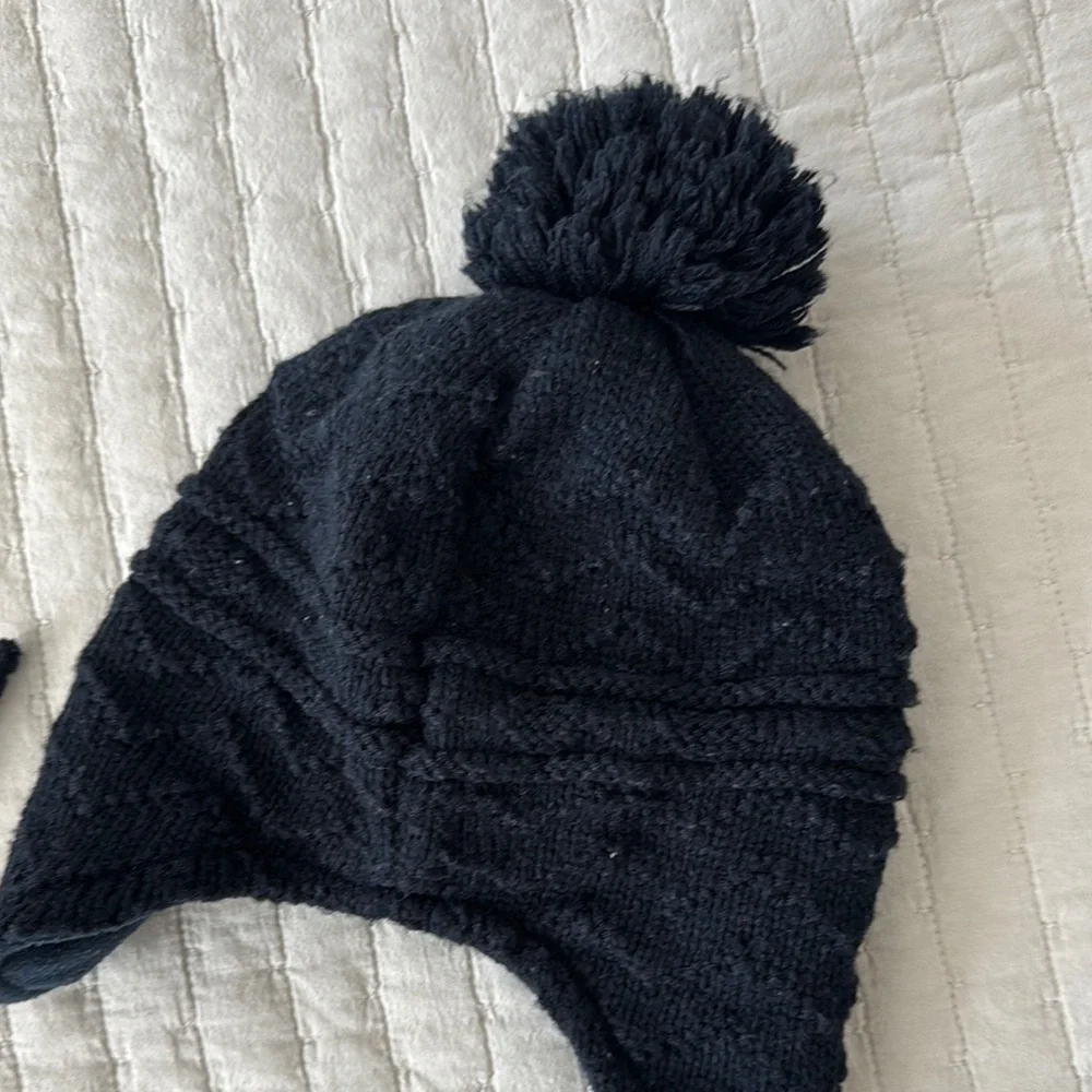 Cozy Black Knit Pom-Pom Hat for Kids